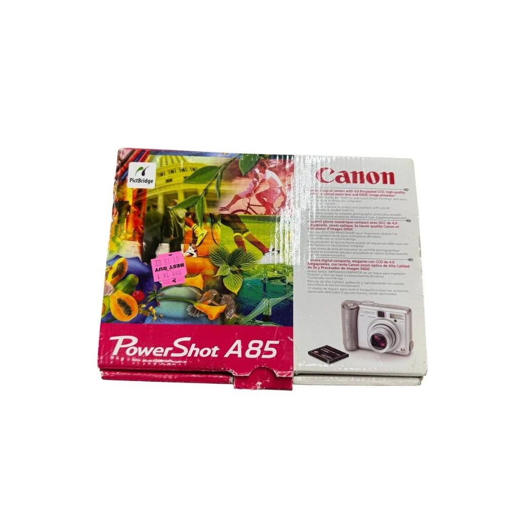 Canon PowerShot A85 Digital Camera 4.0MP 3x Optical Zoom Silver Vintage Bundle